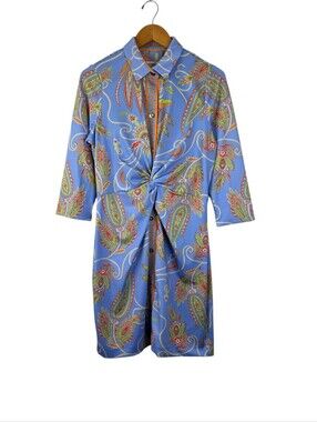 Gretchen Scott Women's Size Large Twist And Shout Plume Dress‎ Periwinkle Orange